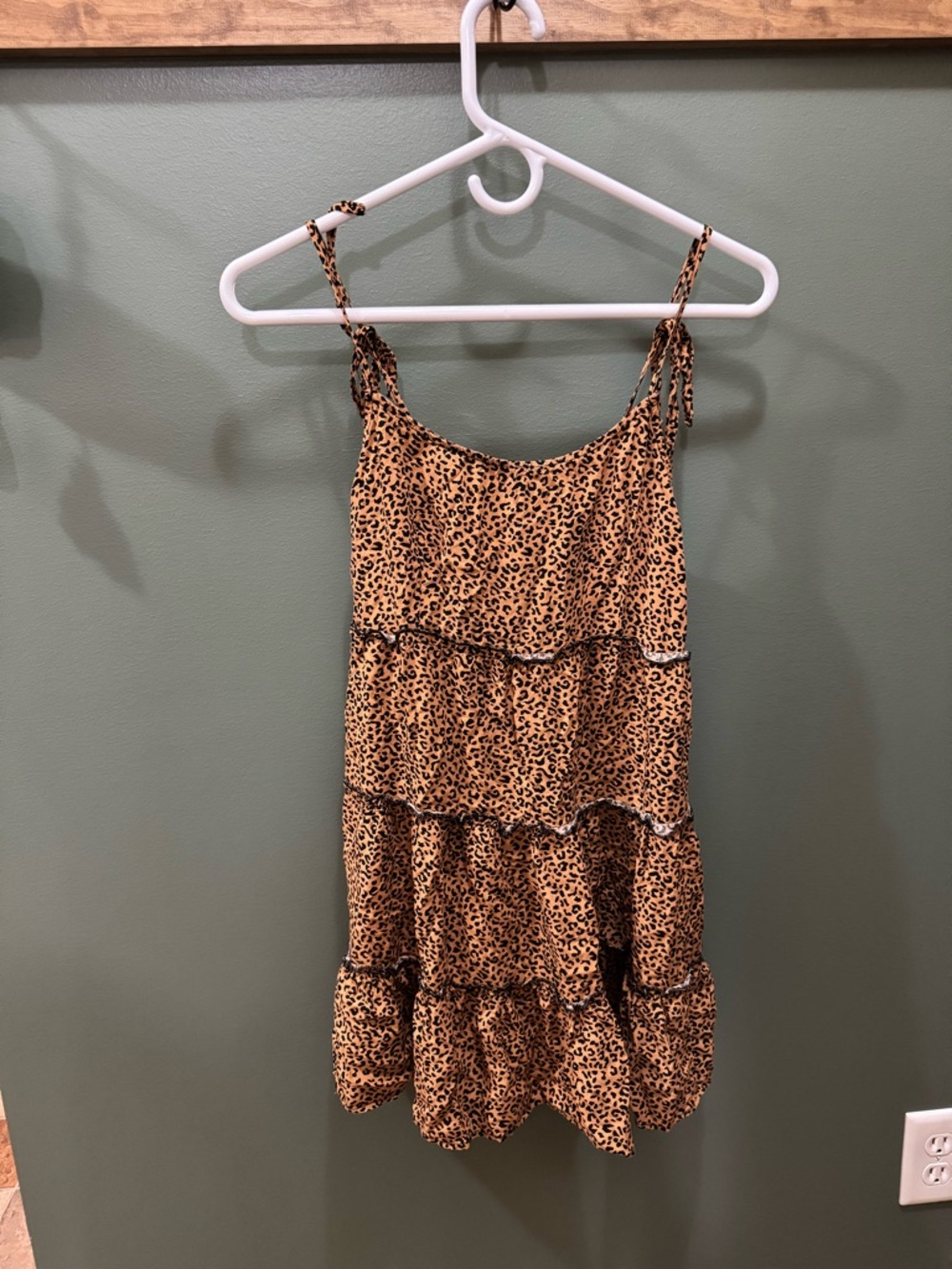 SHEIN Leopard Print Tiered Maxi Dress in Tan and Black